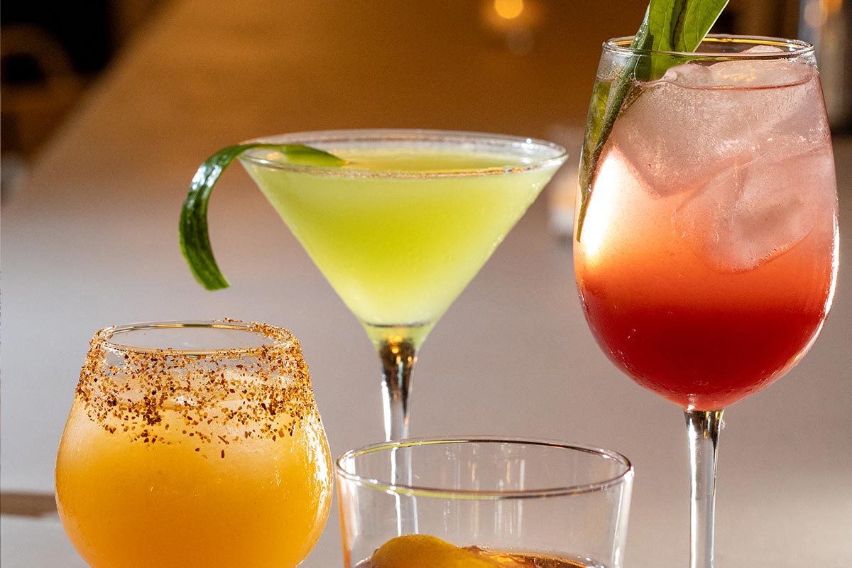 Seasonal cocktails on the bar at Harper's