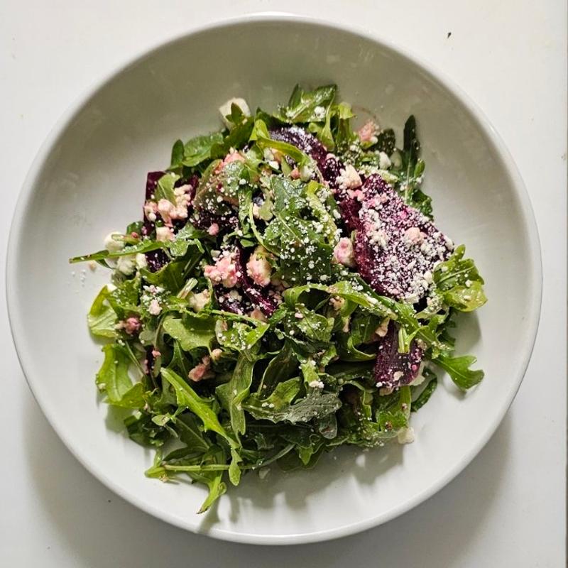 Roasted beet salad with arugula and goat cheese at Harper's