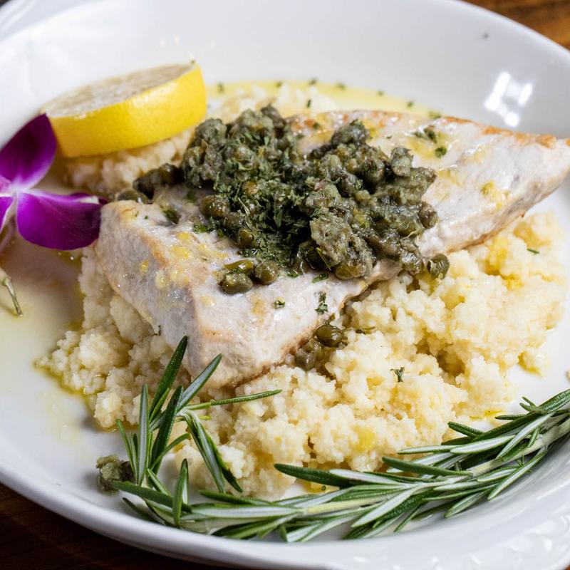 Swordfish piccata with capers and couscous at Harper's